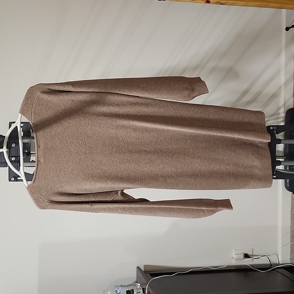 Entro Women's L tan long sleeve sweater wrap front dress - Picture 3 of 6